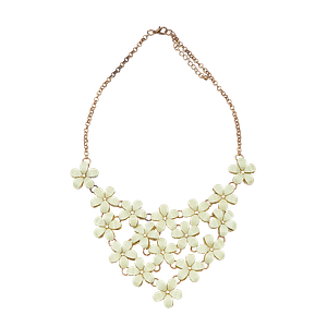 Collier Vintage Fantaisie à Fleurs Crème