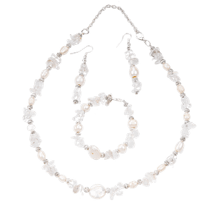 Ensemble Chips de Quartz Transparent & Perles de Culture – Création Monbijoux