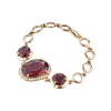 Gourmette en acier inoxydable ornée de pierres zircon grenat, élégante et raffinée