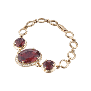 Gourmette en acier inoxydable ornée de pierres zircon grenat, élégante et raffinée