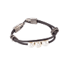 Bracelet en cordon de cuir ethnique orné de perles de culture