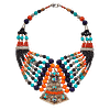 Collier Tibétain Multicolore en Pierres Naturelles et Métal Argenté Paka
