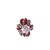 Bague Fleur en Argent, Émail Rouge et Cristaux Roses