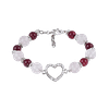 Bracelet Monbijoux en Perles de Quartz Rose & Grenat avec Cœur
