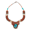 Collier Tibétain Multicolore en Pierres Naturelles et Métal Argenté