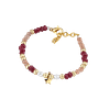 Bracelet en Perles d’Eau Douce, Quartz Pêche et Pierres Rouges avec Charm Étoile