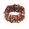 Bracelet Manchette Extensible en Coquillage Marron Nacré