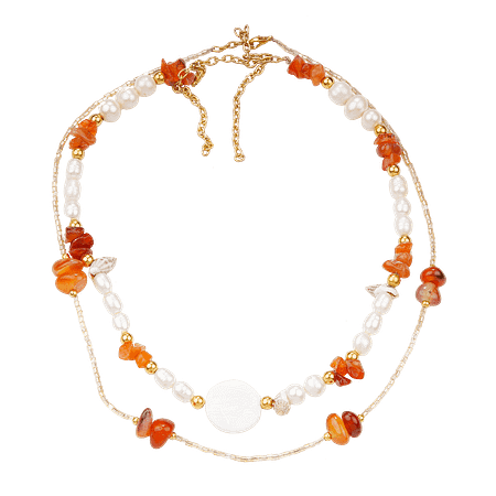 Duo de Colliers Perles de Culture & Agate Naturelle – Douceur Dorée
