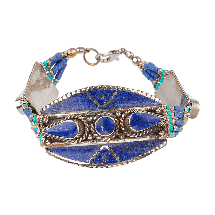 Bracelet Tibétain Fait Main en Lapis Lazuli Naturel
