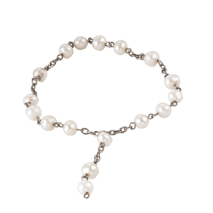 Bracelet Chaîne Argentée & Perles de Culture