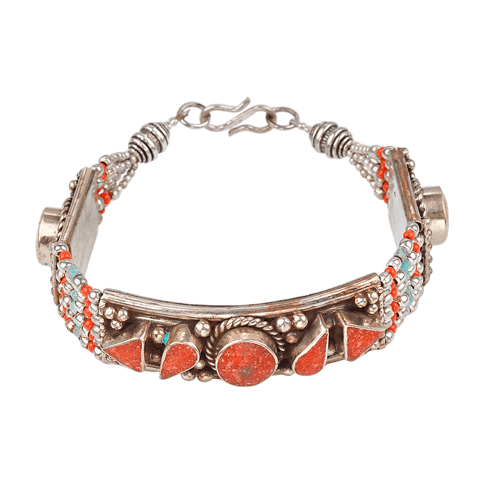 Bracelet Tibétain Fait Main en Corail Naturel