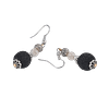 Boucles d’oreilles Monbijoux en pierre volcanique et quartz – Crochets en acier inoxydable argenté