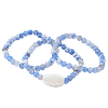Trio de bracelets en agate bleue naturelle