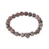 Bracelet en jaspe léopard orné de perles en métal argentée