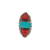 Bague Ethnique Tibétaine en Turquoise & Corail
