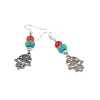 Boucles d’oreilles pendantes Main Hamsa en turquoise – Acier inoxydable argenté