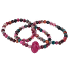 Trio de bracelets en agate veinée de dragon rose et gris naturel