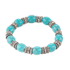 Bracelet Turquoise Glamour avec des perles en métal argenté et du Strass