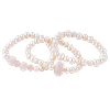Trio de bracelets en perles de culture et quartz rose naturel