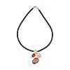 Collier Pendentif Acier Inoxydable & Zircons Colorés – Cordon Nylon Tressé