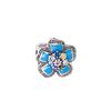 Bague Fleur Argent 925, Émail Bleu & Cristaux Multicolores