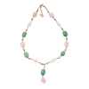 Collier Bicolore en Jade Vert et Quartz Naturels