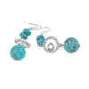 Boucles d’oreilles Monbijoux en turquoise et anneaux argentés strassés