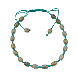 Collier en Perles de Jade Naturel – Monté sur Fil Tressé Bleu