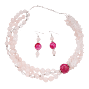 Ensemble Quartz & Agate Rose - Création Monbijoux
