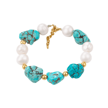 Bracelet en Perles de Culture et Turquoise – Création Monbijoux