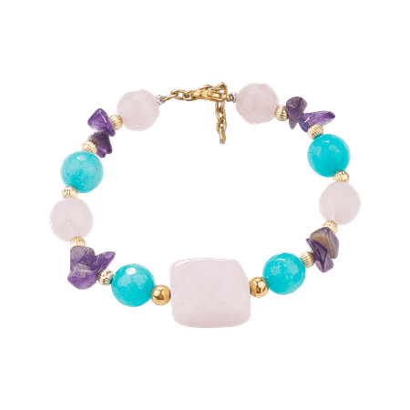 Bracelet Multipierres en Quartz, Améthyste et Aigue-Marine – Création Monbijoux