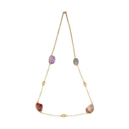 Collier en acier inoxydable & pierres naturelles