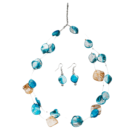 Ensemble Monbijoux en nacre naturelle – Collier & boucles d’oreilles