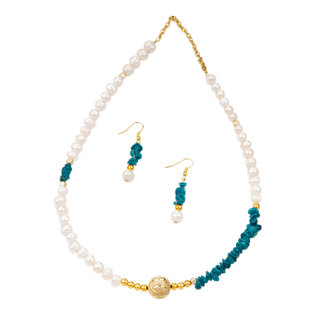 Ensemble Perles de Culture & Turquoise – Création Monbijoux