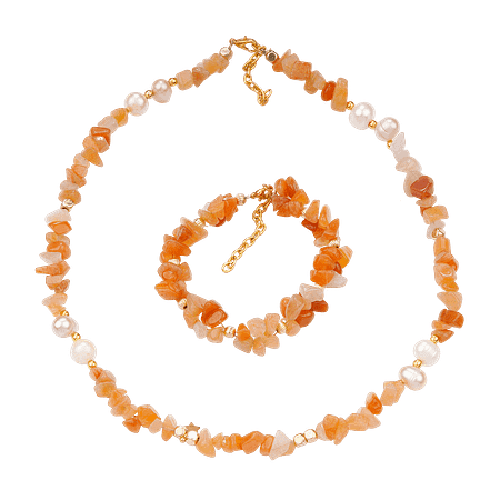 Ensemble Chips d’Agate & Perles de Culture – Élégance Dorée