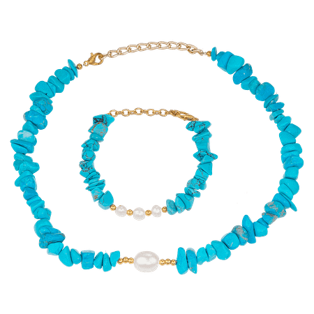 Ensemble chips de Turquoise & Perles de Culture