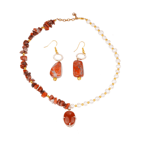 Ensemble chips de Jaspe & Perles de Culture