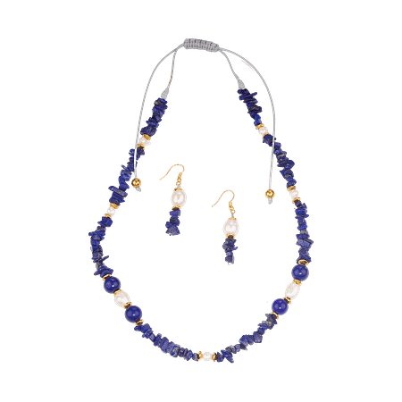 Ensemble lapis-lazuli & Perles de culture – Création Monbijoux