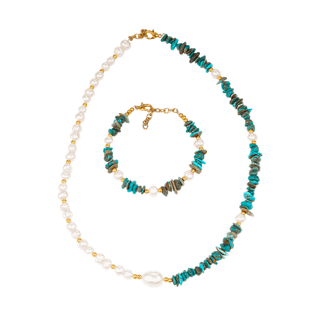 Ensemble chips de Turquoise et Perles de Culture