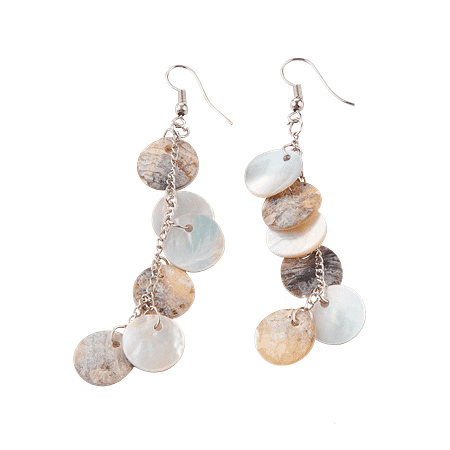 Boucles d’oreilles en nacre avec crochet en métal argenté