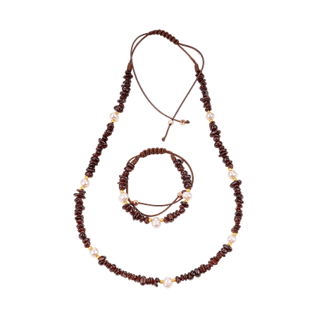 Ensemble Charme Grenat et Perles de Culture