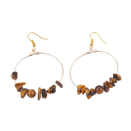 Boucles d’Oreilles Créoles en Chips d’Œil de Tigre