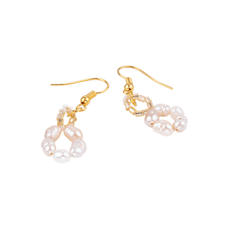 Boucles d’oreilles en perle de culture – Crochets en acier inoxydable doré
