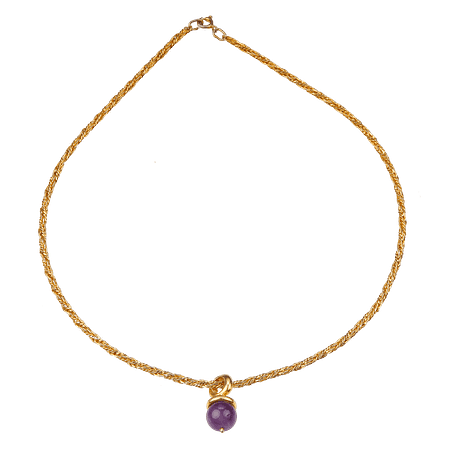 Collier Pendentif en améthyste & acier inoxydable