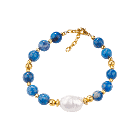 Bracelet en Lapis-Lazuli et Perles de Culture – Séparateurs Dorés