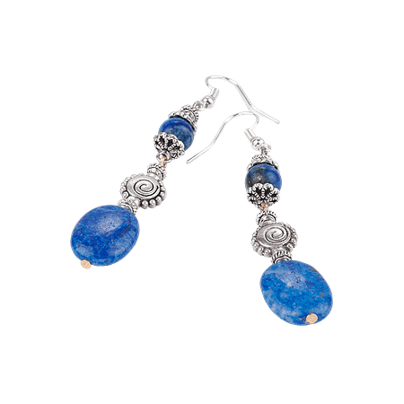 Boucles d’oreilles en lapis-lazuli – Crochet en acier inoxydable argenté