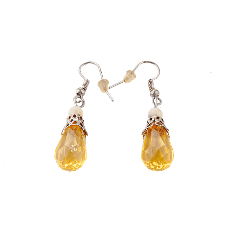 Boucles d’Oreilles en Verre Coloré & Crochet en Métal Argenté
