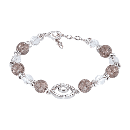 Bracelet en Cristal de Roche Transparent & Séparateur Argenté – Création Monbijoux