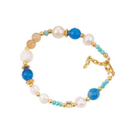 Bracelet en Lapis-Lazuli et Perles de Culture – Séparateurs Dorés
