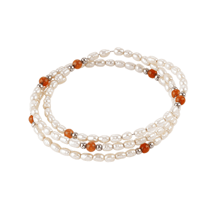 Bracelet Double Rang en Perles de Culture & Cornaline